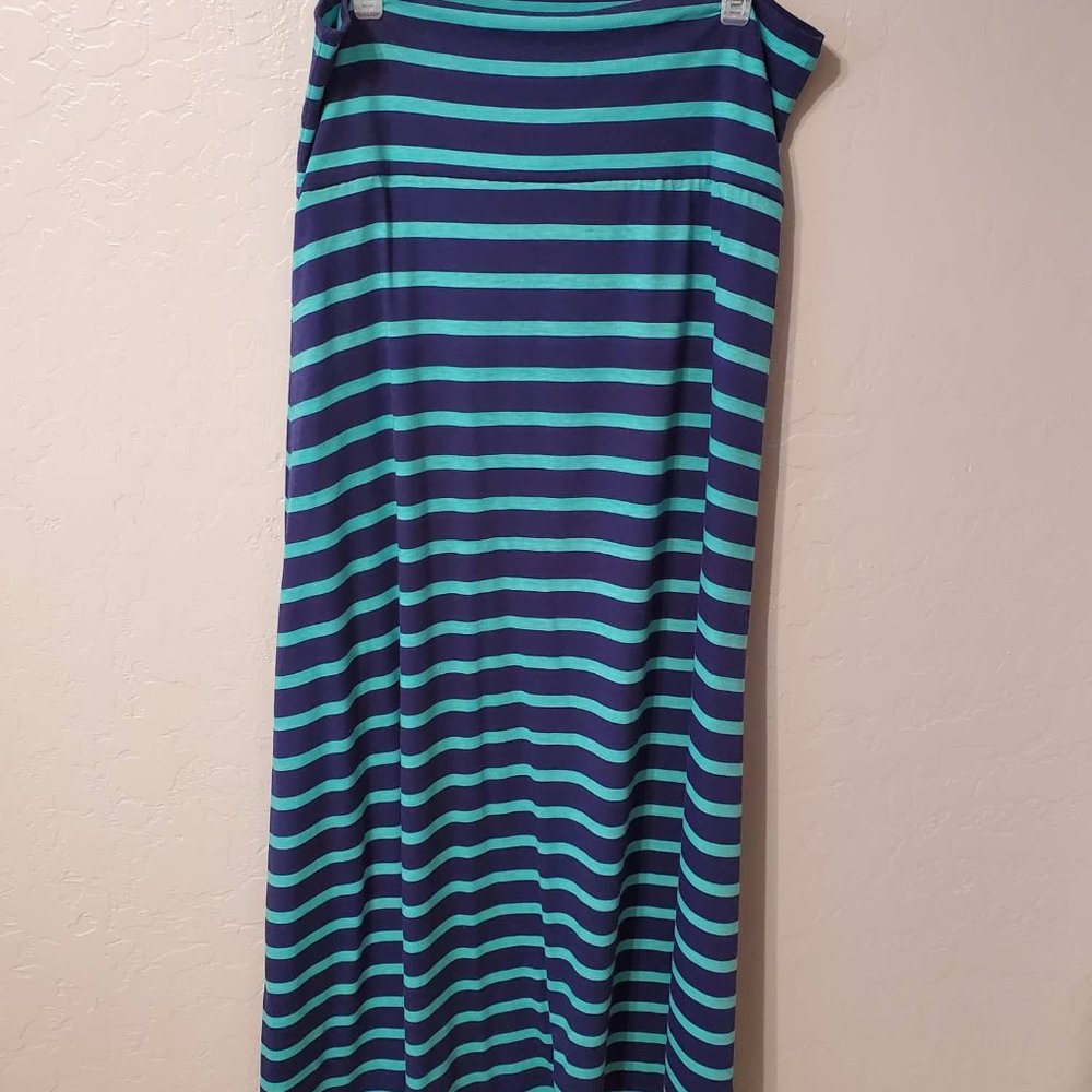 Mossimo Blue Striped Maxi Skirt Medium